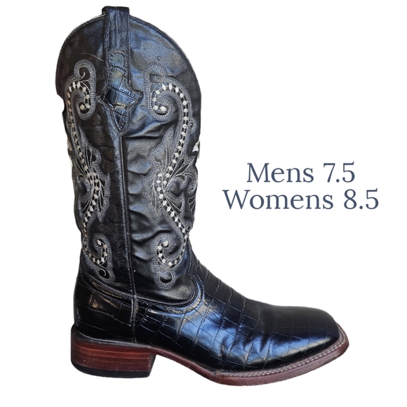 Ferrini Other - Ferrini Mustang Alligator Square Toe Cowboy  Mens Black Casual Boots 40793-04